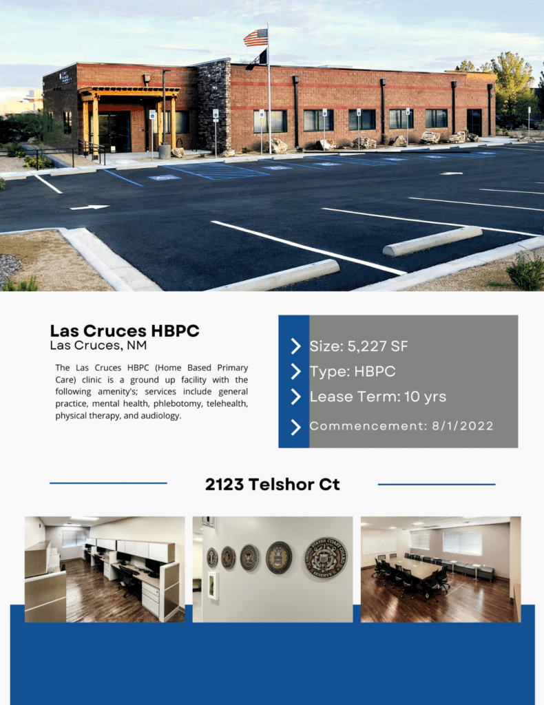 Las Cruces HBPC clinic exterior and interior views, offering comprehensive healthcare services. Located at 2123 Telshor Ct.